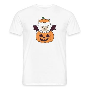 Alpaca Happy Halloween Pumpkin Bat Costume - Men's T-Shirt - white - Front - AI Model Male 178 dark (178cm)
