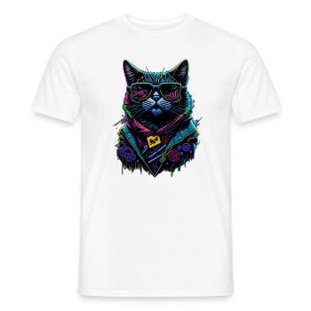 Cat Cool Mafia - Men's T-Shirt - white - Front - AI Model Male 178 dark (178cm)