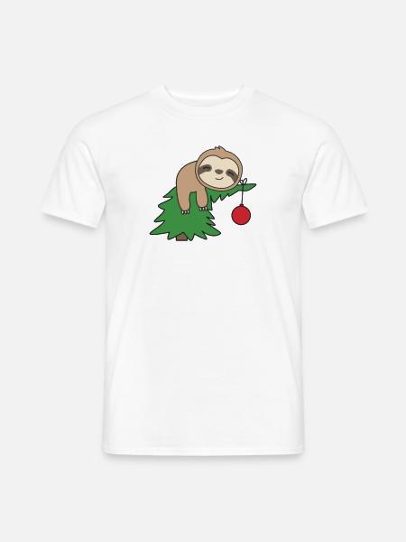 Merry Slothmas lustiges Faultier Weihnachtsbaum - Männer T-Shirt - Weiß