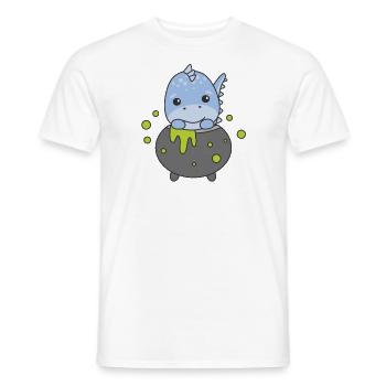 Dino Happy Halloween Cauldron Bat - Men's T-Shirt - white - Front - AI Model Male 178 dark (178cm)