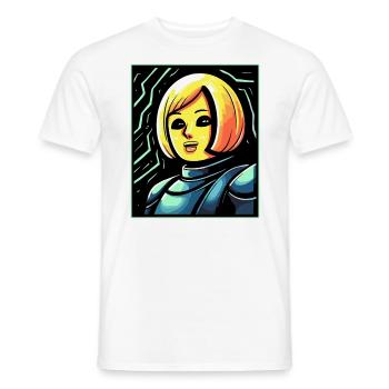 French cartoon puppet of Joan of Arc - Men's T-Shirt - white - Front - AI Model Male 178 dark (178cm)