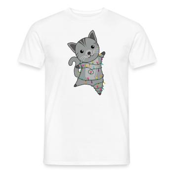 Katze Weihnachten Schnee Winter Tiere Katzen - Männer T-Shirt - Weiß - Vorne - AI Model Male 178 dark (178cm)