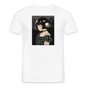 Dessin animé Manga Anime Fille japonaise - T-shirt homme - blanc - Devant - AI Model Male 178 dark (178cm)