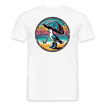 Coloré Pop Art mouette Wellington bottes et parapluie - T-shirt homme - blanc - Devant - AI Model Male 178 dark (178cm)
