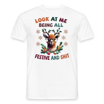 Look at me being all festive and shit - Lama - Männer T-Shirt - Weiß - Vorne - AI Model Male 178 dark (178cm)