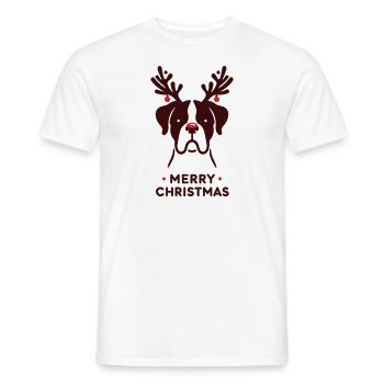 Boxer Noël Hiver Animaux Chiens - T-shirt homme - blanc - Devant - AI Model Male 178 dark (178cm)