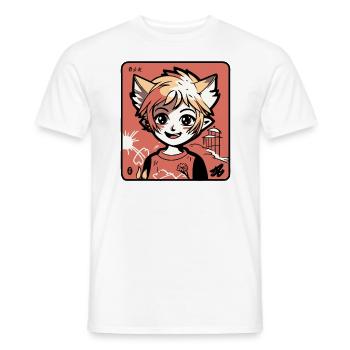 A Cartoon Manga Anime: Nice and Positive - Men's T-Shirt - white - Front - AI Model Male 178 dark (178cm)