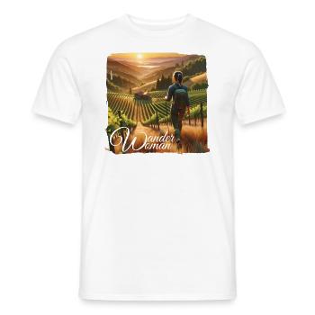 Hiking Woman Mountains Trekking Hiking Ladies - Men's T-Shirt - white - Front - AI Model Male 178 dark (178cm)