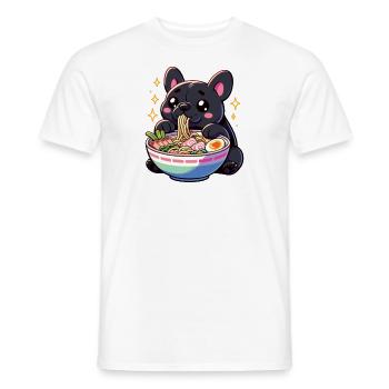 Mignon bouledogue français mange des nouilles ramen Frenchies - T-shirt homme - blanc - Devant - AI Model Male 178 dark (178cm)