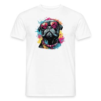 Mops Hund mit Sonnenbrille - Männer T-Shirt - Weiß - Vorne - AI Model Male 178 dark (178cm)