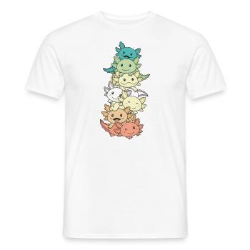 Genderfloren Flag Pride LGBTQ Axolotl Tower - Men's T-Shirt - white - Front - AI Model Male 178 dark (178cm)