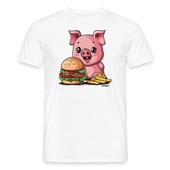 Burgers et frites, porc de restauration rapide - T-shirt homme - blanc - Devant - AI Model Male 178 dark (178cm)