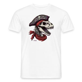 Rex Goes On: Dino Skull Captain Pirate - Men's T-Shirt - white - Front - AI Model Male 178 dark (178cm)