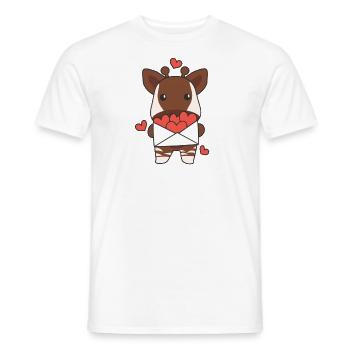 Okapi zum Valentinstag süße Tiere mit Herzen - Männer T-Shirt - Weiß - Vorne - AI Model Male 178 dark (178cm)