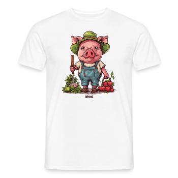 gardening, garden, pig, gardener - Men's T-Shirt - white - Front - AI Model Male 178 dark (178cm)