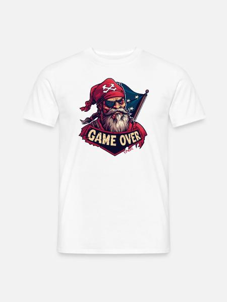 Gaming Game Over Gamer Pirate - Männer T-Shirt - Weiß