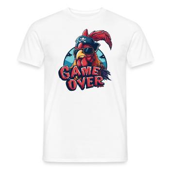 Jeux : Game Over, Gamer Rooster Pirate - T-shirt homme - blanc - Devant - AI Model Male 178 dark (178cm)
