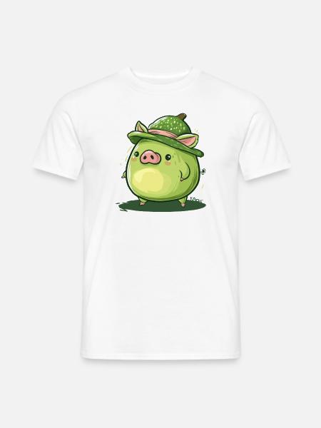 Niedliches lustiges Avocado Schwein - Männer T-Shirt - Weiß