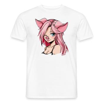 Un clin d'oeil, anime girl pigs - T-shirt homme - blanc - Devant - AI Model Male 178 dark (178cm)