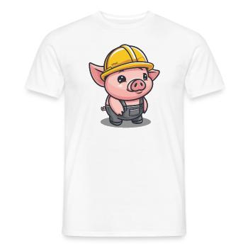 Work as a craftsman construction worker pig - Men's T-Shirt - white - Front - AI Model Male 178 dark (178cm)