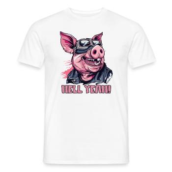 Hell Yeah, Motorrad-Biker-Schwein - Männer T-Shirt - Weiß - Vorne - AI Model Male 178 dark (178cm)