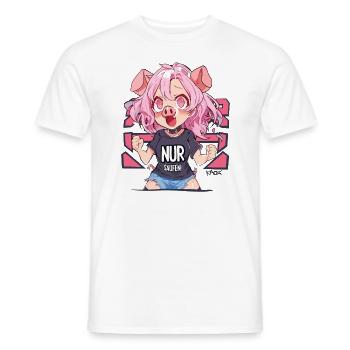 Excited Party Girl Pig, Just Drinking - Men's T-Shirt - white - Front - AI Model Male 178 dark (178cm)