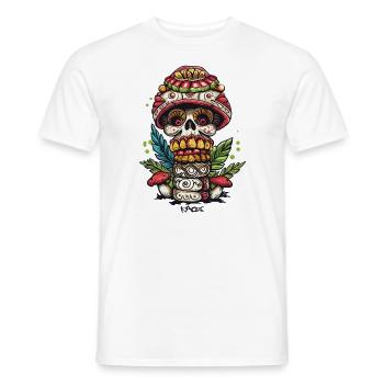 Mushroom Skull Skull Totem - Men's T-Shirt - white - Front - AI Model Male 178 dark (178cm)