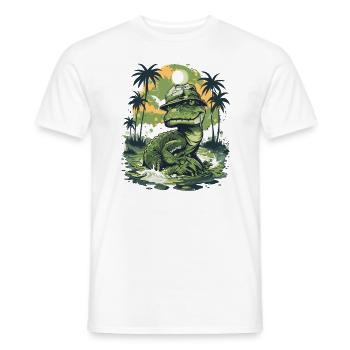 Swampland lizard living in a natural forest - Men's T-Shirt - white - Front - AI Model Male 178 dark (178cm)