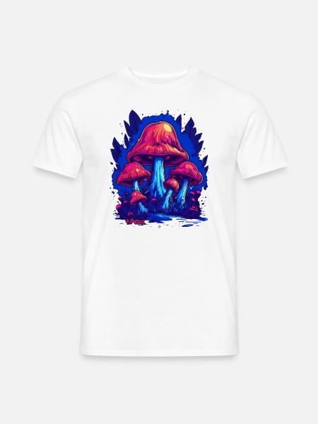 Seltsamer blau-pinker Pilzwald der Pilze - Männer T-Shirt - Weiß