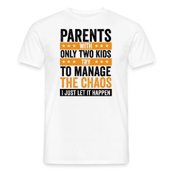 Funny Parents with Lots of Children – Chaos Family - Men's T-Shirt - white - Front - AI Model Male 178 dark (178cm)