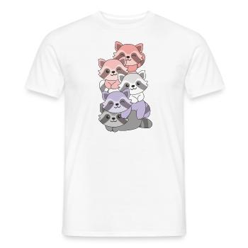 cupioromantic Flag Pride LGBTQ Cute Raccoon - Men's T-Shirt - white - Front - AI Model Male 178 dark (178cm)