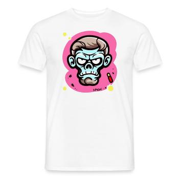 pointlessly crazy, funny cartoon monkey - Men's T-Shirt - white - Front - AI Model Male 178 dark (178cm)