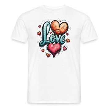 Paix, Cœurs et Amour - T-shirt homme - blanc - Devant - AI Model Male 178 dark (178cm)