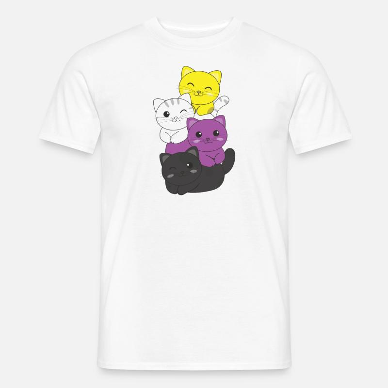 Nonbinary Flag Non Binary Pride LGBTQ süße Katze - Männer T-Shirt - Weiß