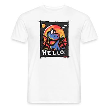 Adorable and funny dragon, hello - Men's T-Shirt - white - Front - AI Model Male 178 dark (178cm)
