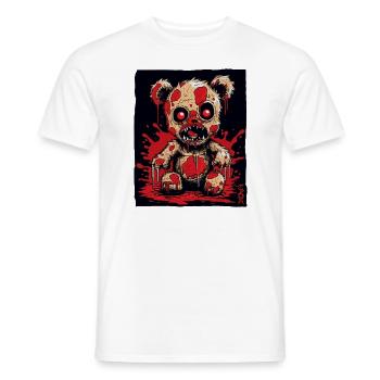 Creepy Zombie Horror Plush Toy Bear - Men's T-Shirt - white - Front - AI Model Male 178 dark (178cm)
