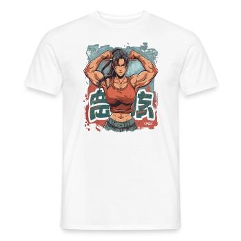 Full Power: Muscular Bodybuilding Girl - Men's T-Shirt - white - Front - AI Model Male 178 dark (178cm)