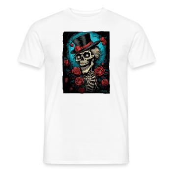 Crâne Squelette Gentleman et Roses - T-shirt homme - blanc - Devant - AI Model Male 178 dark (178cm)