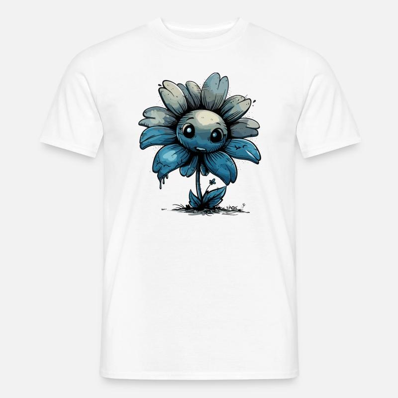 Eine dunkelblaue Comic Blume - Männer T-Shirt - Weiß