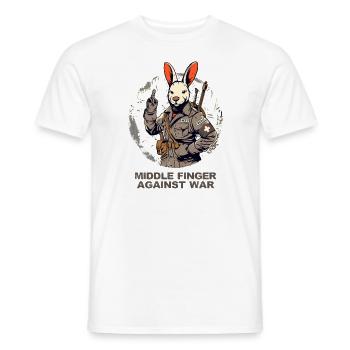 Paramedic Rabbit: War gets my middle finger - Men's T-Shirt - white - Front - AI Model Male 178 dark (178cm)