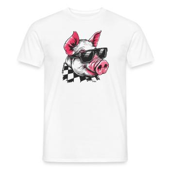 Coole Sonnenbrille tragendes Schwein - Männer T-Shirt - Weiß - Vorne - AI Model Male 178 dark (178cm)