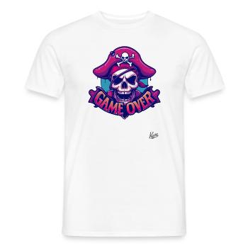 Skull Pirate: Game Over - Men's T-Shirt - white - Front - AI Model Male 178 dark (178cm)
