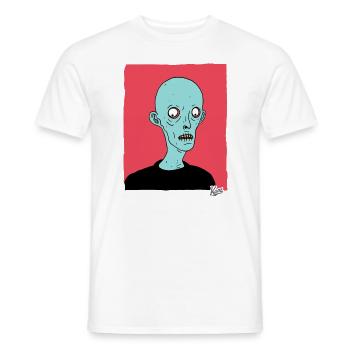 Contemporary Cartoon Zombie Nosferatu - Men's T-Shirt - white - Front - AI Model Male 178 dark (178cm)