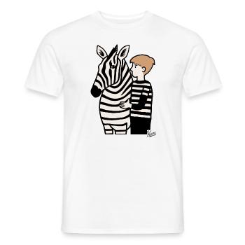 Boy with zebra - Men's T-Shirt - white - Front - AI Model Male 178 dark (178cm)