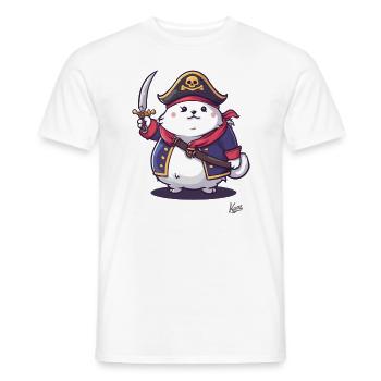 Fluffy Pet Pirate Cat - Men's T-Shirt - white - Front - AI Model Male 178 dark (178cm)