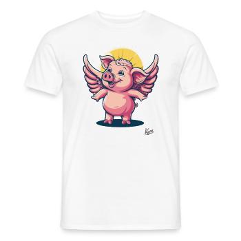 Cochon ange rose avec des ailes - T-shirt homme - blanc - Devant - AI Model Male 178 dark (178cm)