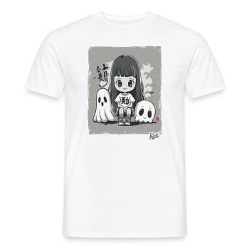 Jolie fille chibi du Japon et fantômes - T-shirt homme - blanc - Devant - AI Model Male 178 dark (178cm)
