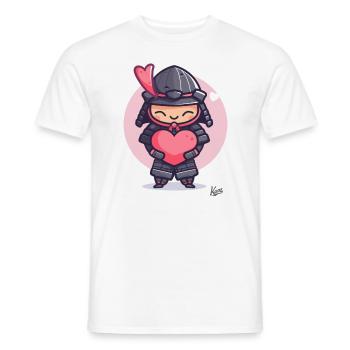 kawaii süßer Shogun Samurai mit Herz und Liebe - Männer T-Shirt - Weiß - Vorne - AI Model Male 178 dark (178cm)