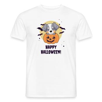 Australian Sheperd in Kürbis süß Happy Halloween - Männer T-Shirt - Weiß - Vorne - AI Model Male 178 dark (178cm)