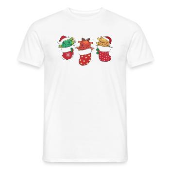 Mignon dragon en chaussette de Noël pour Noël - T-shirt homme - blanc - Devant - AI Model Male 178 dark (178cm)